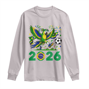 Funny Brazil Soccer Macaw Long Sleeve Shirt 2026 Football Fan Graphic
