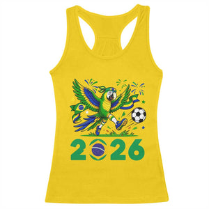 Funny Brazil Soccer Macaw Racerback Tank Top 2026 Football Fan Graphic