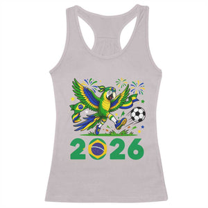 Funny Brazil Soccer Macaw Racerback Tank Top 2026 Football Fan Graphic