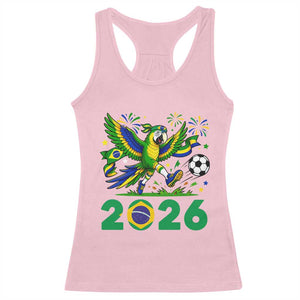Funny Brazil Soccer Macaw Racerback Tank Top 2026 Football Fan Graphic