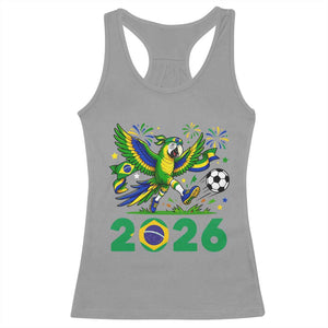 Funny Brazil Soccer Macaw Racerback Tank Top 2026 Football Fan Graphic