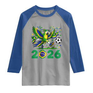 Funny Brazil Soccer Macaw Raglan Shirt 2026 Football Fan Graphic