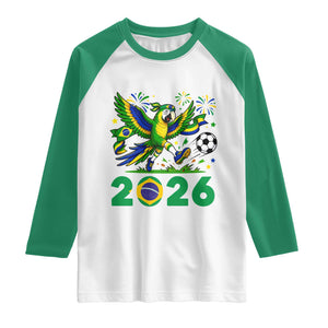 Funny Brazil Soccer Macaw Raglan Shirt 2026 Football Fan Graphic