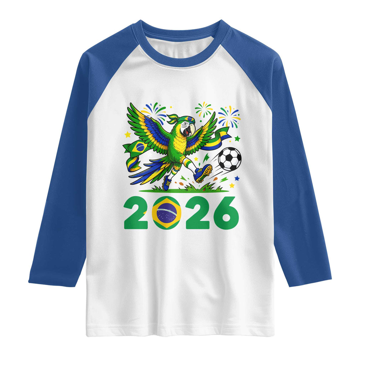 Funny Brazil Soccer Macaw Raglan Shirt 2026 Football Fan Graphic
