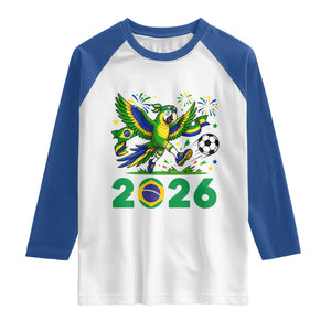 Funny Brazil Soccer Macaw Raglan Shirt 2026 Football Fan Graphic
