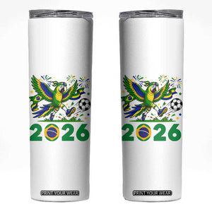 Funny Brazil Soccer Macaw Skinny Tumbler 2026 Football Fan Graphic