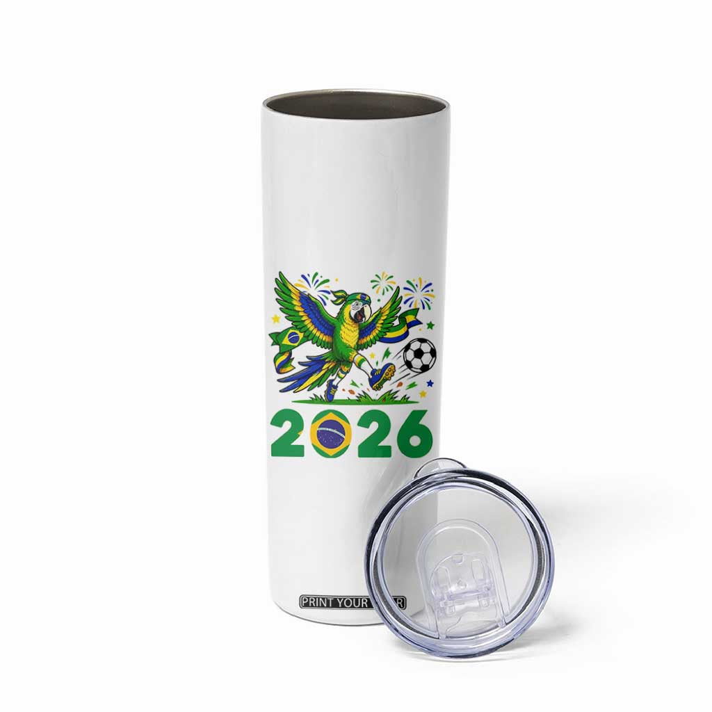 Funny Brazil Soccer Macaw Skinny Tumbler 2026 Football Fan Graphic