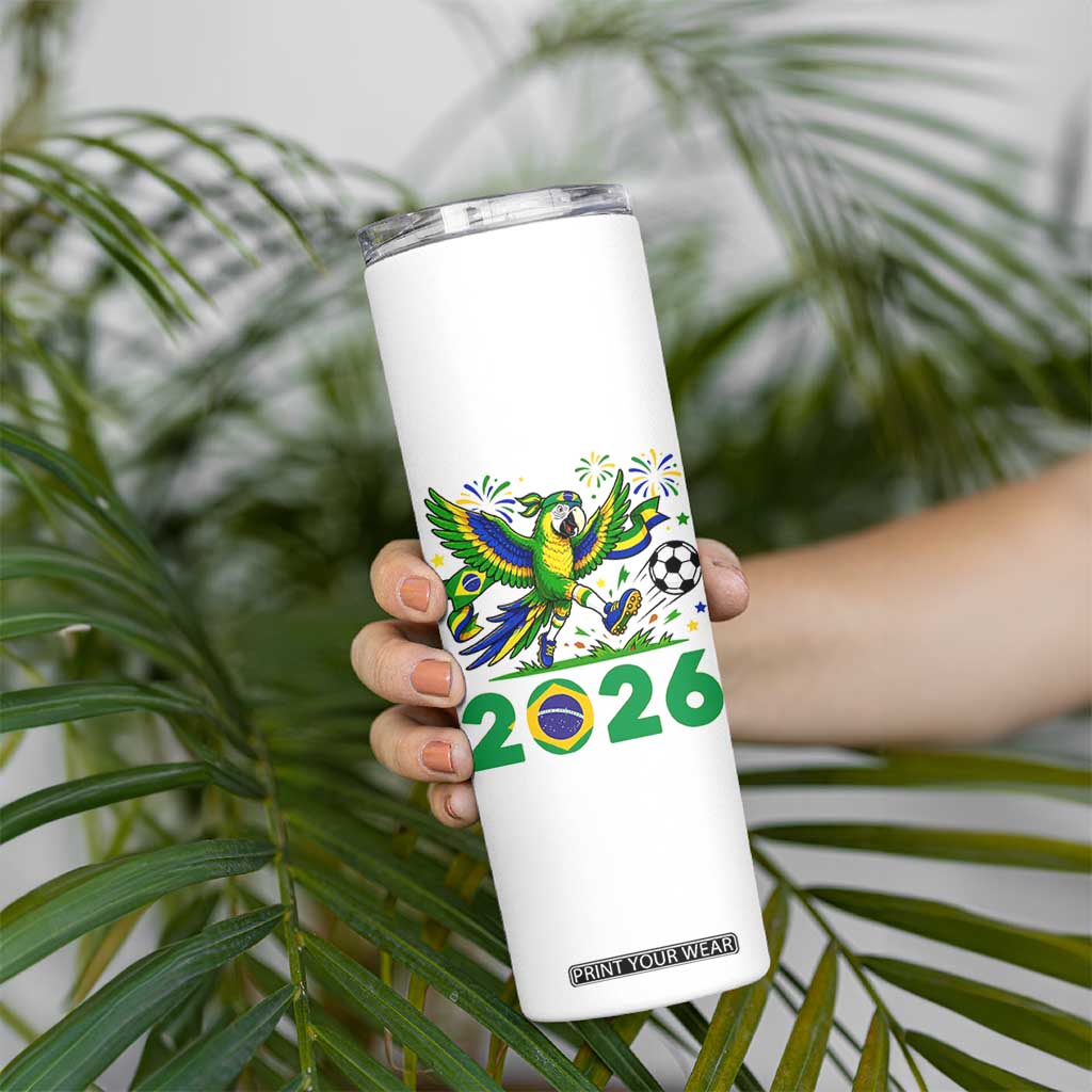 Funny Brazil Soccer Macaw Skinny Tumbler 2026 Football Fan Graphic