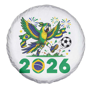 Funny Brazil Soccer Macaw Spare Tire Cover 2026 Football Fan Graphic