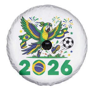 Funny Brazil Soccer Macaw Spare Tire Cover 2026 Football Fan Graphic