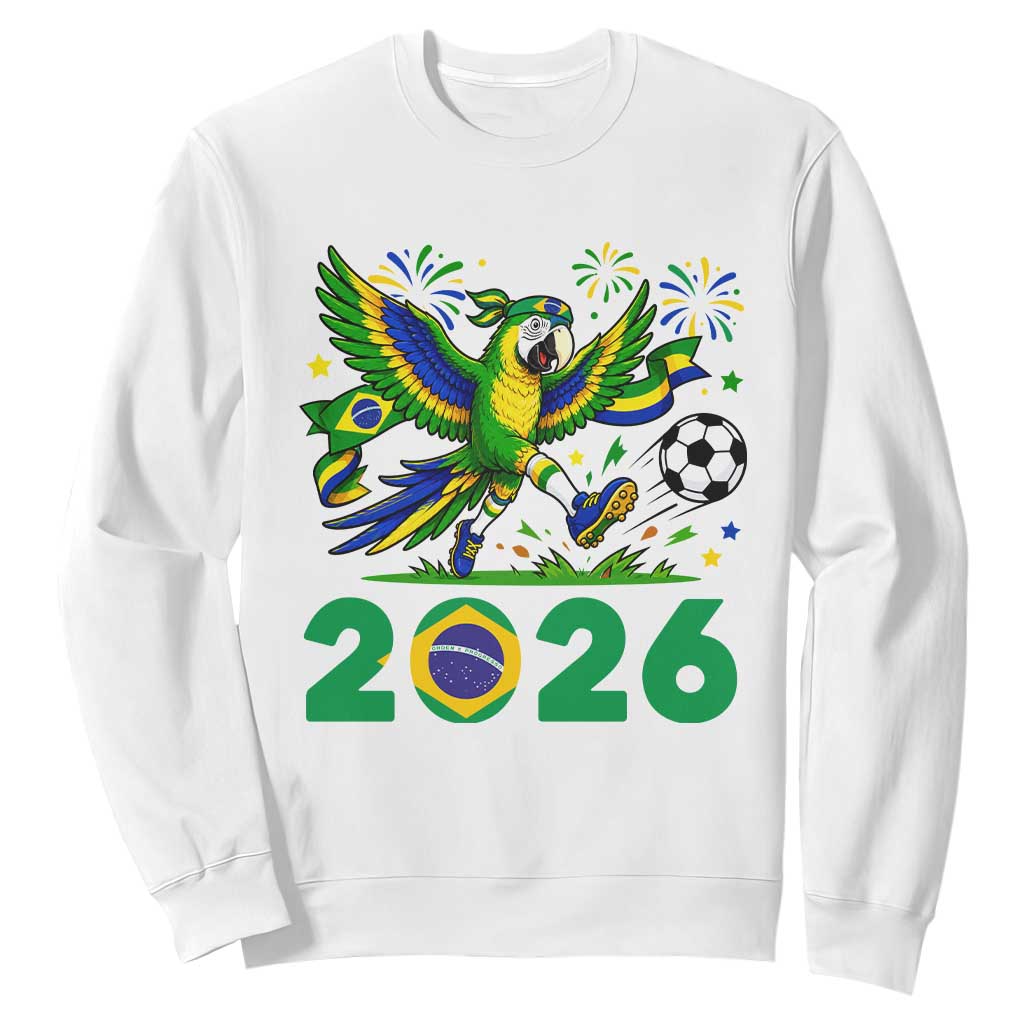 Funny Brazil Soccer Macaw Sweatshirt 2026 Football Fan Graphic