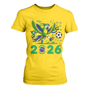 Funny Brazil Soccer Macaw T Shirt For Women 2026 Football Fan Graphic
