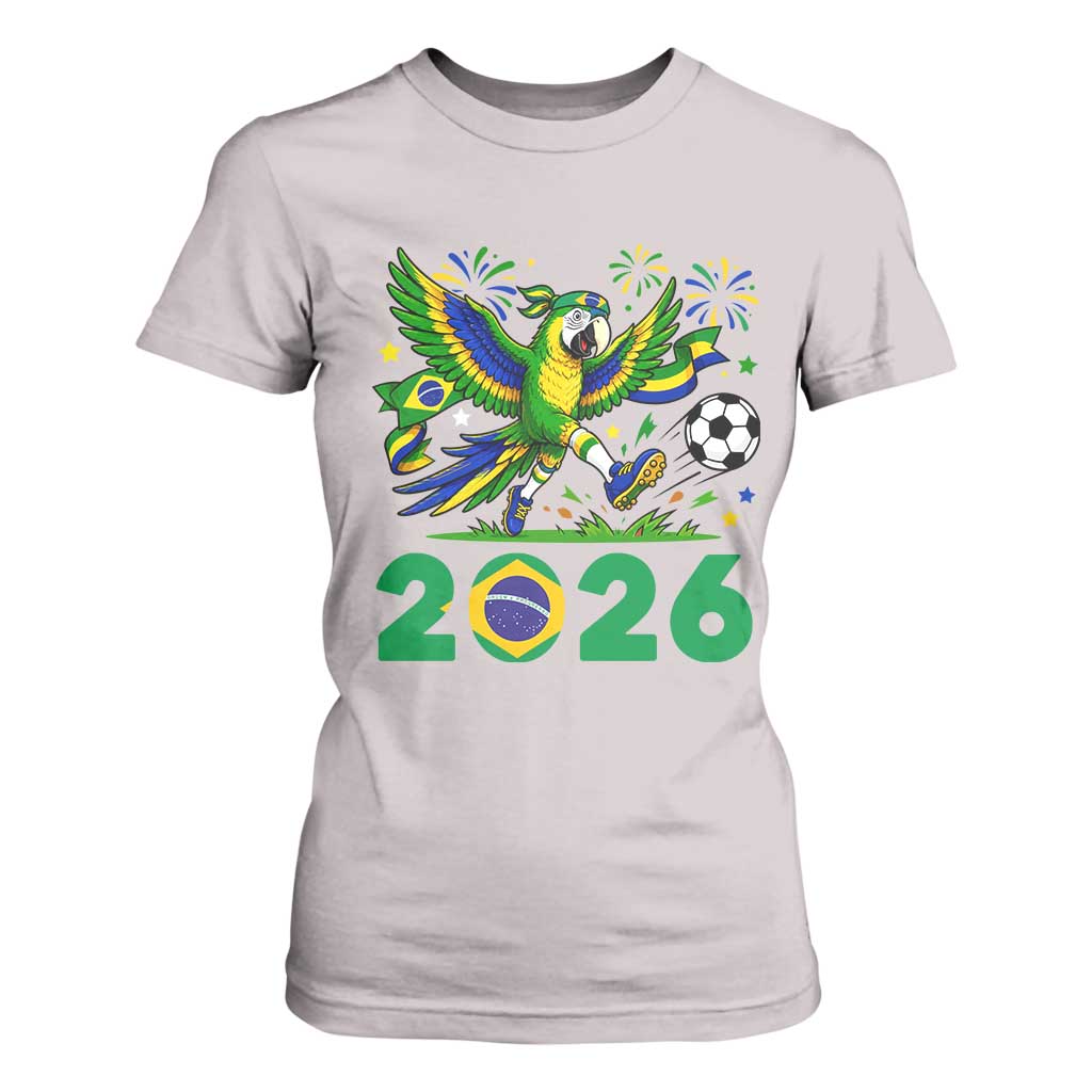 Funny Brazil Soccer Macaw T Shirt For Women 2026 Football Fan Graphic