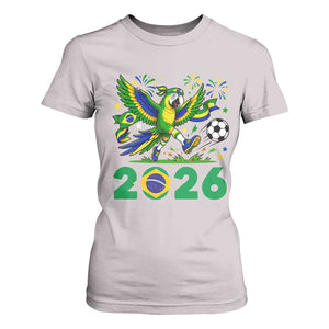 Funny Brazil Soccer Macaw T Shirt For Women 2026 Football Fan Graphic
