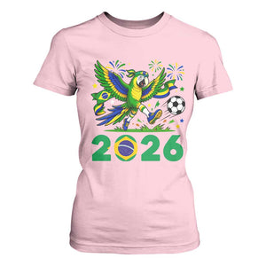 Funny Brazil Soccer Macaw T Shirt For Women 2026 Football Fan Graphic