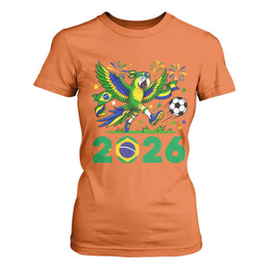 Funny Brazil Soccer Macaw T Shirt For Women 2026 Football Fan Graphic