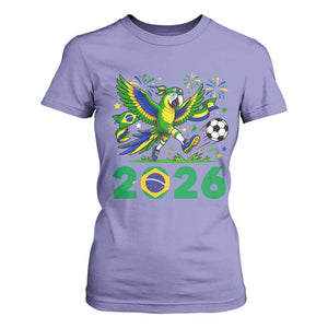 Funny Brazil Soccer Macaw T Shirt For Women 2026 Football Fan Graphic