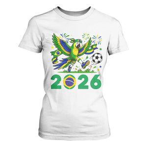 Funny Brazil Soccer Macaw T Shirt For Women 2026 Football Fan Graphic