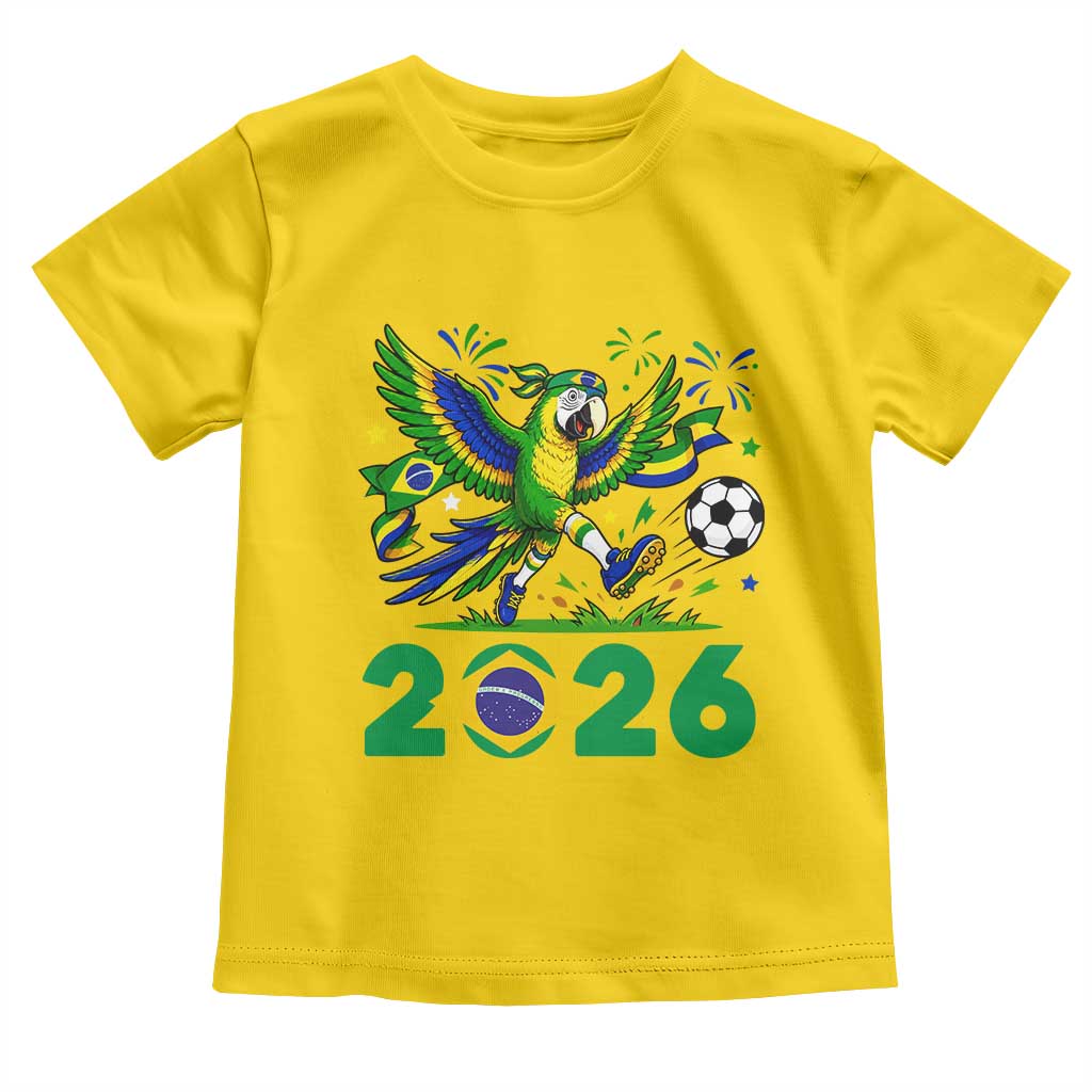 Funny Brazil Soccer Macaw Toddler T Shirt 2026 Football Fan Graphic