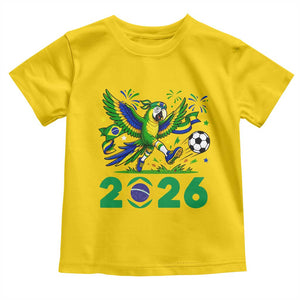 Funny Brazil Soccer Macaw Toddler T Shirt 2026 Football Fan Graphic