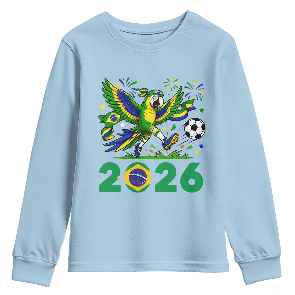 Funny Brazil Soccer Macaw Youth Sweatshirt 2026 Football Fan Graphic