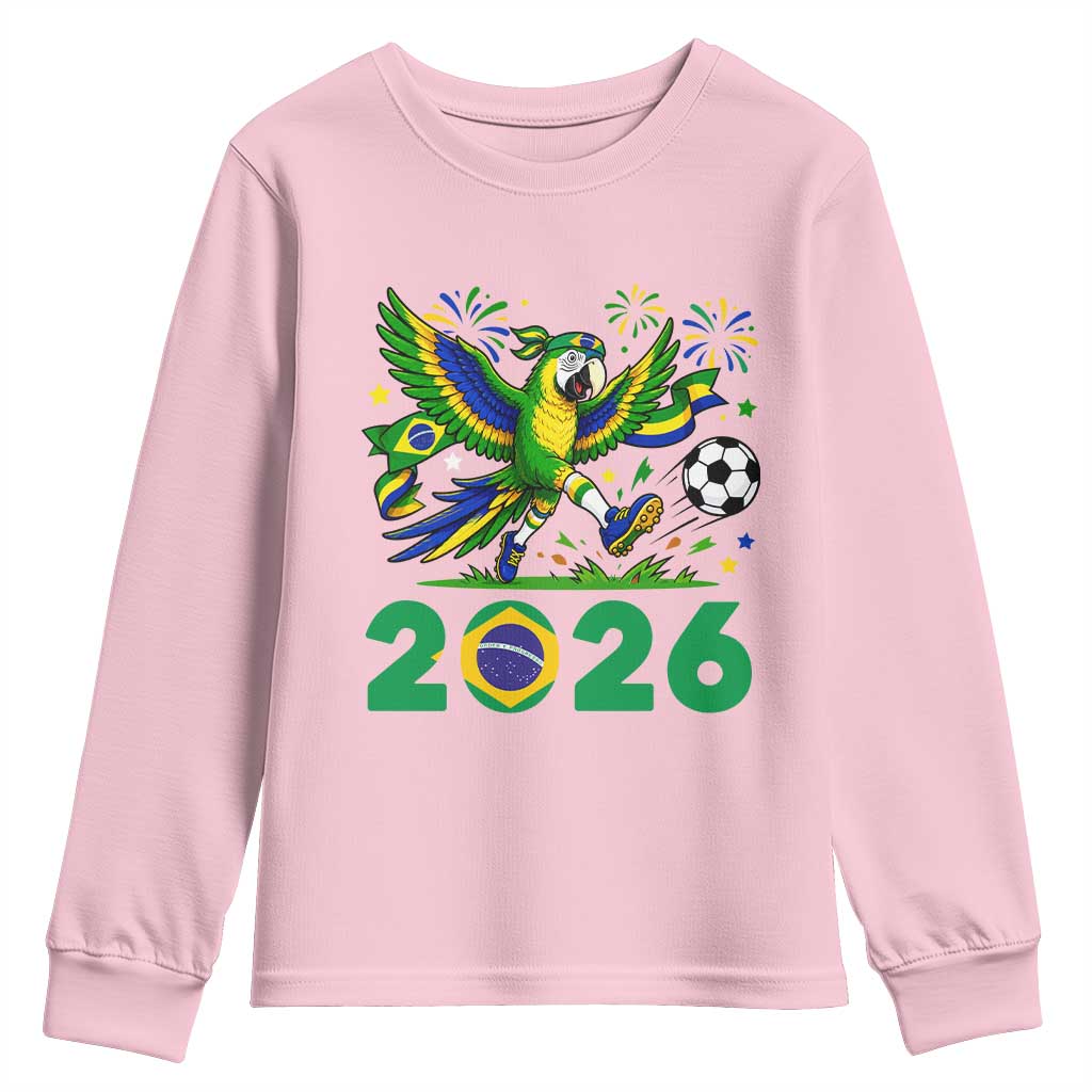 Funny Brazil Soccer Macaw Youth Sweatshirt 2026 Football Fan Graphic