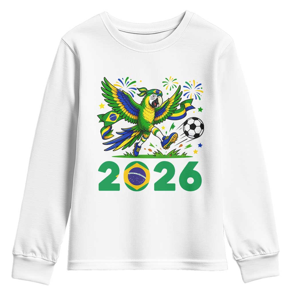 Funny Brazil Soccer Macaw Youth Sweatshirt 2026 Football Fan Graphic
