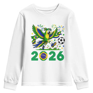 Funny Brazil Soccer Macaw Youth Sweatshirt 2026 Football Fan Graphic