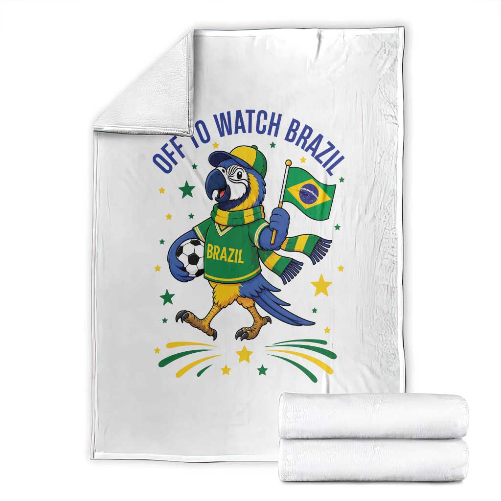 Off To Watch Brazil Throw Blanket Funny Tropical Bird Soccer Fan
