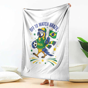 Off To Watch Brazil Throw Blanket Funny Tropical Bird Soccer Fan