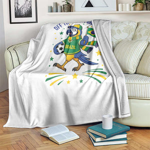 Off To Watch Brazil Throw Blanket Funny Tropical Bird Soccer Fan