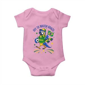 Off To Watch Brazil Baby Onesie Funny Tropical Bird Soccer Fan