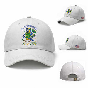 Off To Watch Brazil Baseball Cap Funny Tropical Bird Soccer Fan