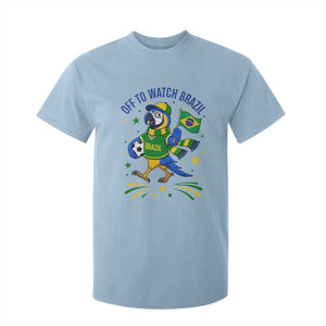 Off To Watch Brazil T Shirt For Kid Funny Tropical Bird Soccer Fan