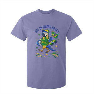 Off To Watch Brazil T Shirt For Kid Funny Tropical Bird Soccer Fan