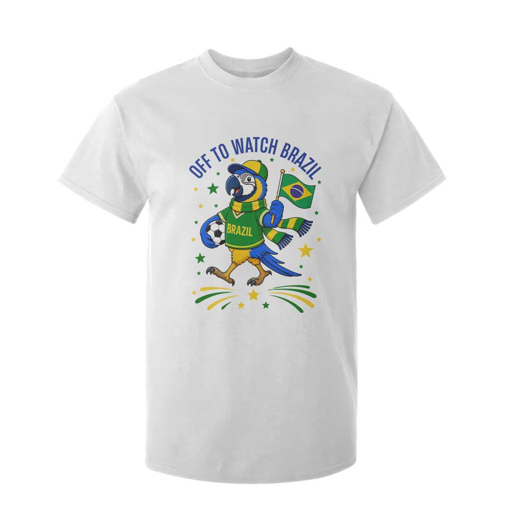 Off To Watch Brazil T Shirt For Kid Funny Tropical Bird Soccer Fan