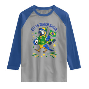 Off To Watch Brazil Raglan Shirt Funny Tropical Bird Soccer Fan