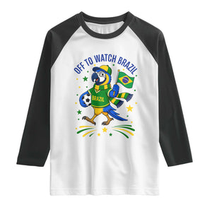 Off To Watch Brazil Raglan Shirt Funny Tropical Bird Soccer Fan