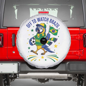 Off To Watch Brazil Spare Tire Cover Funny Tropical Bird Soccer Fan