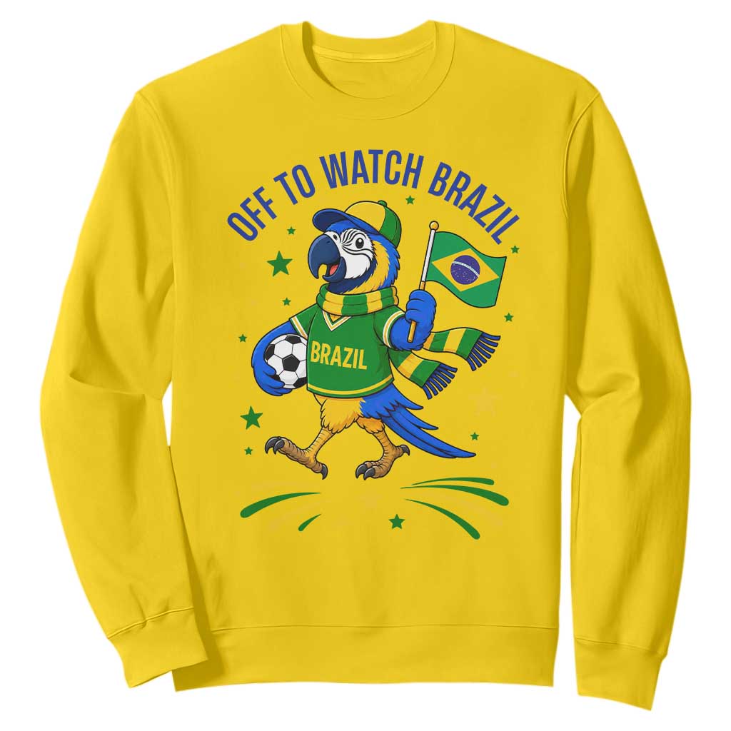 Off To Watch Brazil Sweatshirt Funny Tropical Bird Soccer Fan