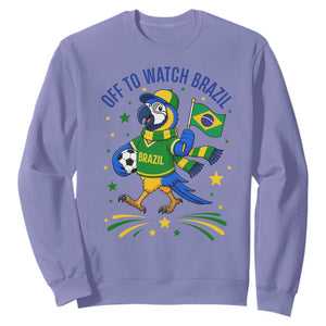 Off To Watch Brazil Sweatshirt Funny Tropical Bird Soccer Fan