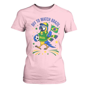 Off To Watch Brazil T Shirt For Women Funny Tropical Bird Soccer Fan