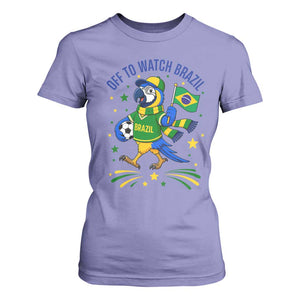 Off To Watch Brazil T Shirt For Women Funny Tropical Bird Soccer Fan