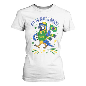 Off To Watch Brazil T Shirt For Women Funny Tropical Bird Soccer Fan