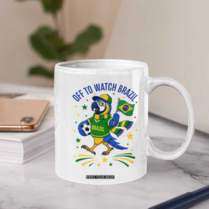 Off To Watch Brazil Coffee Mug Funny Tropical Bird Soccer Fan