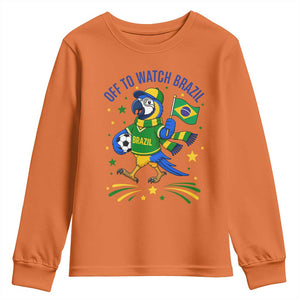 Off To Watch Brazil Youth Sweatshirt Funny Tropical Bird Soccer Fan