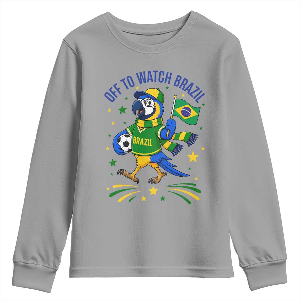 Off To Watch Brazil Youth Sweatshirt Funny Tropical Bird Soccer Fan