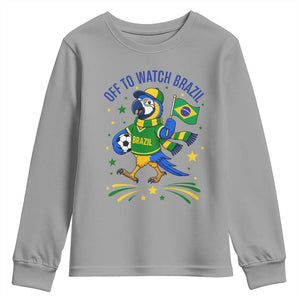 Off To Watch Brazil Youth Sweatshirt Funny Tropical Bird Soccer Fan