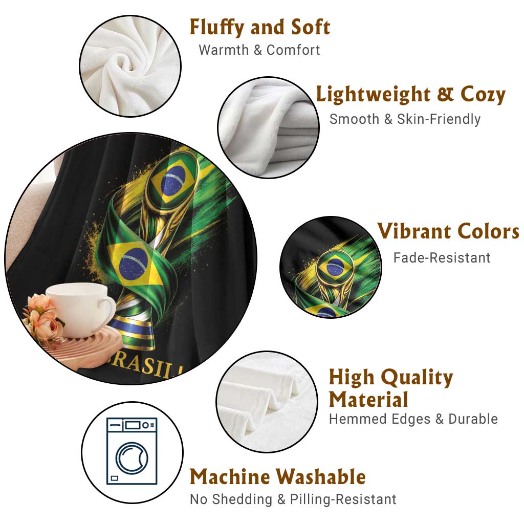 Brazil Soccer Fan 2026 Gift Throw Blanket Vai Brasil