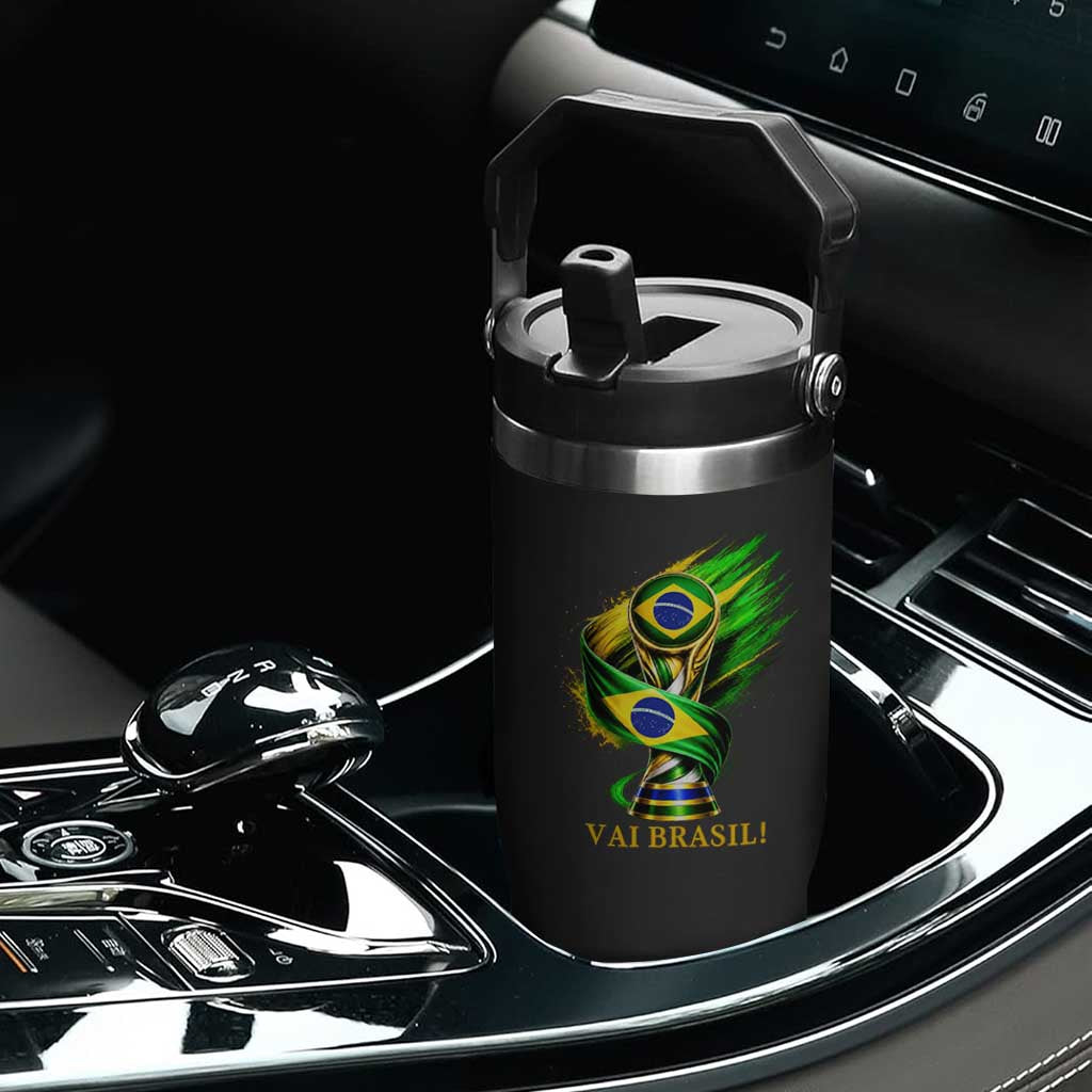 Brazil Soccer Fan 2026 Gift Flip Straw Tumbler Vai Brasil